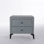 Nordic Aesthetic Bedside Table - Exquisite Faux Leather Work Craftsmanship Design Nightstand 2-Drawer For Bedroom Lumendat