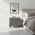 Nordic Aesthetic Bedside Table - Exquisite Faux Leather Work Craftsmanship Design Nightstand 2-Drawer For Bedroom Lumendat