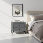 Nordic Aesthetic Bedside Table - Exquisite Faux Leather Work Craftsmanship Design Nightstand 2-Drawer For Bedroom Lumendat