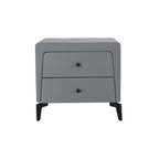 Nordic Aesthetic Bedside Table - Exquisite Faux Leather Work Craftsmanship Design Nightstand 2-Drawer For Bedroom Lumendat