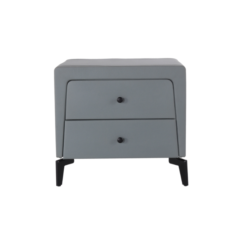 Nordic Aesthetic Bedside Table - Exquisite Faux Leather Work Craftsmanship Design Nightstand 2-Drawer For Bedroom Lumendat