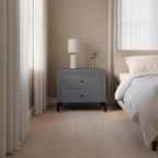 Nordic Aesthetic Bedside Table - Exquisite Faux Leather Work Craftsmanship Design Nightstand 2-Drawer For Bedroom Lumendat