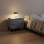 Nordic Aesthetic Bedside Table - Exquisite Faux Leather Work Craftsmanship Design Nightstand 2-Drawer For Bedroom Lumendat
