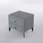 Nordic Aesthetic Bedside Table - Exquisite Faux Leather Work Craftsmanship Design Nightstand 2-Drawer For Bedroom Lumendat