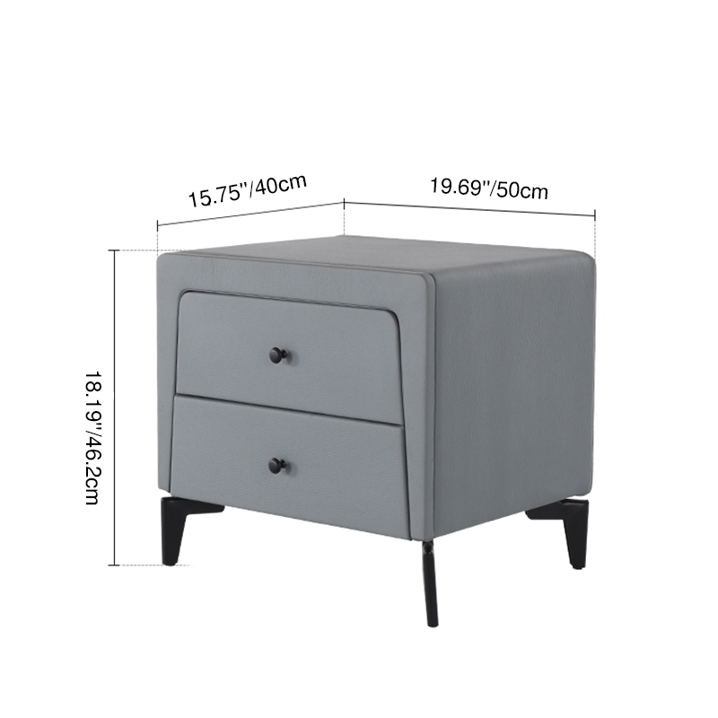 Nordic Aesthetic Bedside Table - Exquisite Faux Leather Work Craftsmanship Design Nightstand 2-Drawer For Bedroom Lumendat