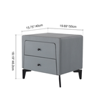 Nordic Aesthetic Bedside Table - Exquisite Faux Leather Work Craftsmanship Design Nightstand 2-Drawer For Bedroom Lumendat