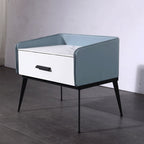 Color-Blocked Geometric Bedside Table - Scratch-Resistant & Stain-Proof Rock Slab Top Nightstand 1-Drawer For Bedroom Lumendat