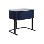 Hardcore Industrial-Style Bedside Table - Durable Rock Slab Top & Exquisite Faux Leather Stitching Nightstand 1-Drawer For Bedroom Lumendat