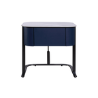 Hardcore Industrial-Style Bedside Table - Durable Rock Slab Top & Exquisite Faux Leather Stitching Nightstand 1-Drawer For Bedroom Lumendat
