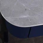 Hardcore Industrial-Style Bedside Table - Durable Rock Slab Top & Exquisite Faux Leather Stitching Nightstand 1-Drawer For Bedroom Lumendat