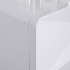 Bright White Modern Minimalist Bedside Table - Unique Design Sturdy Iron Legs Nightstand 2-Drawer For Bedroom Lumendat