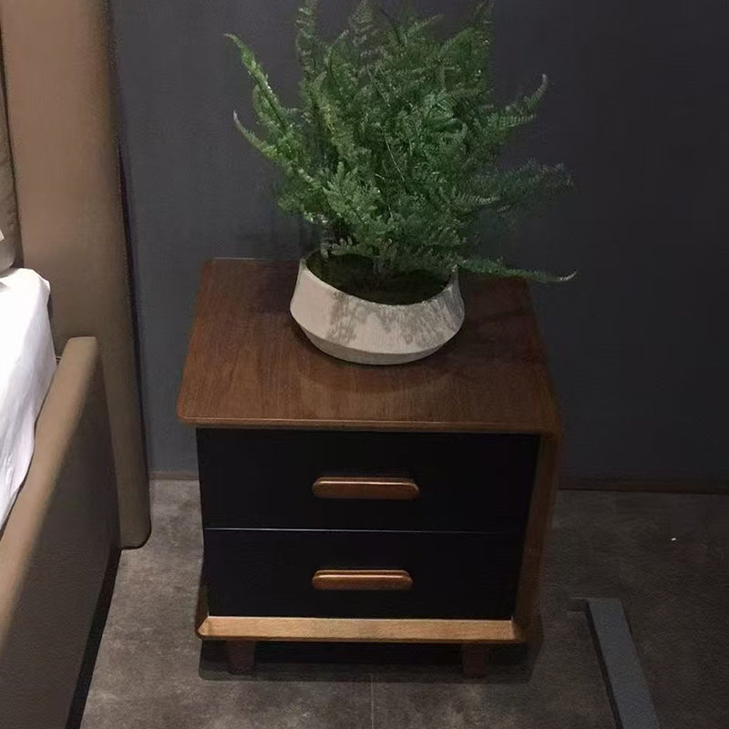 Vintage Classic Walnut Bedside Table - High-Texture Craftsmanship Nightstand 2-Drawer For Bedroom & Living Room Lumendat