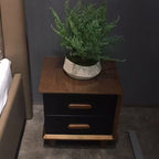 Vintage Classic Walnut Bedside Table - High-Texture Craftsmanship Nightstand 2-Drawer For Bedroom & Living Room Lumendat