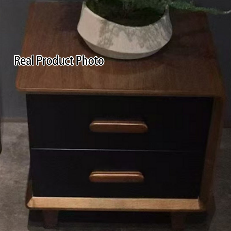Vintage Classic Walnut Bedside Table - High-Texture Craftsmanship Nightstand 2-Drawer For Bedroom & Living Room Lumendat
