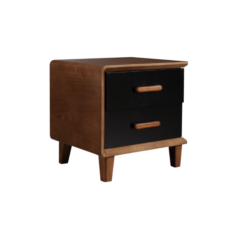 Vintage Classic Walnut Bedside Table - High-Texture Craftsmanship Nightstand 2-Drawer For Bedroom & Living Room Lumendat