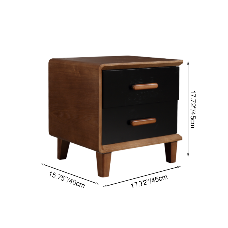 Vintage Classic Walnut Bedside Table - High-Texture Craftsmanship Nightstand 2-Drawer For Bedroom & Living Room Lumendat