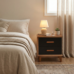 Vintage Classic Walnut Bedside Table - High-Texture Craftsmanship Nightstand 2-Drawer For Bedroom & Living Room Lumendat