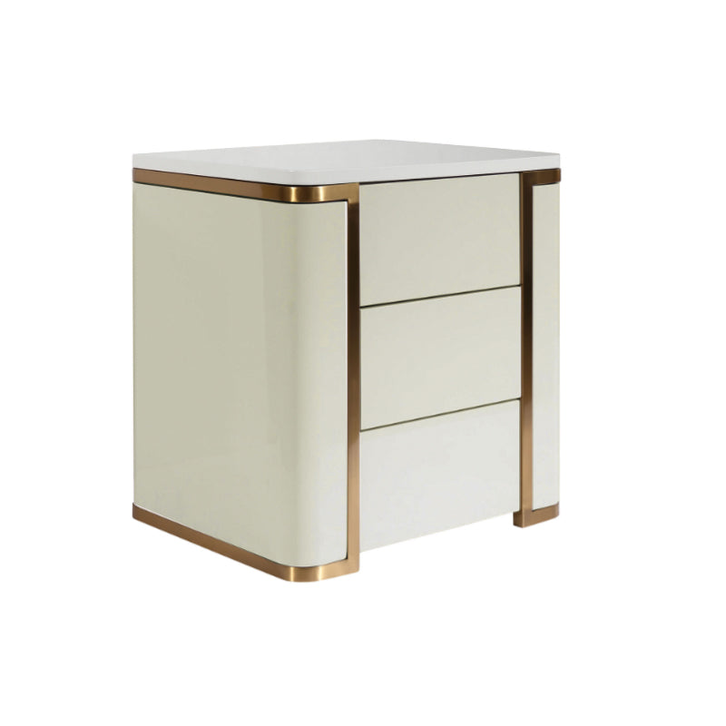 Stylish Minimalist Bedside Table - E1 Eco-Friendly Material Nightstand 3-Drawer For Bedroom & Living Room Lumendat