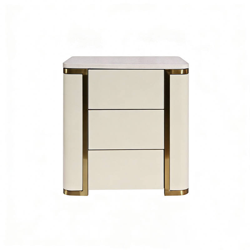 Stylish Minimalist Bedside Table - E1 Eco-Friendly Material Nightstand 3-Drawer For Bedroom & Living Room Lumendat