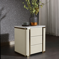Stylish Minimalist Bedside Table - E1 Eco-Friendly Material Nightstand 3-Drawer For Bedroom & Living Room Lumendat