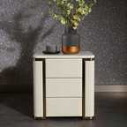 Stylish Minimalist Bedside Table - E1 Eco-Friendly Material Nightstand 3-Drawer For Bedroom & Living Room Lumendat
