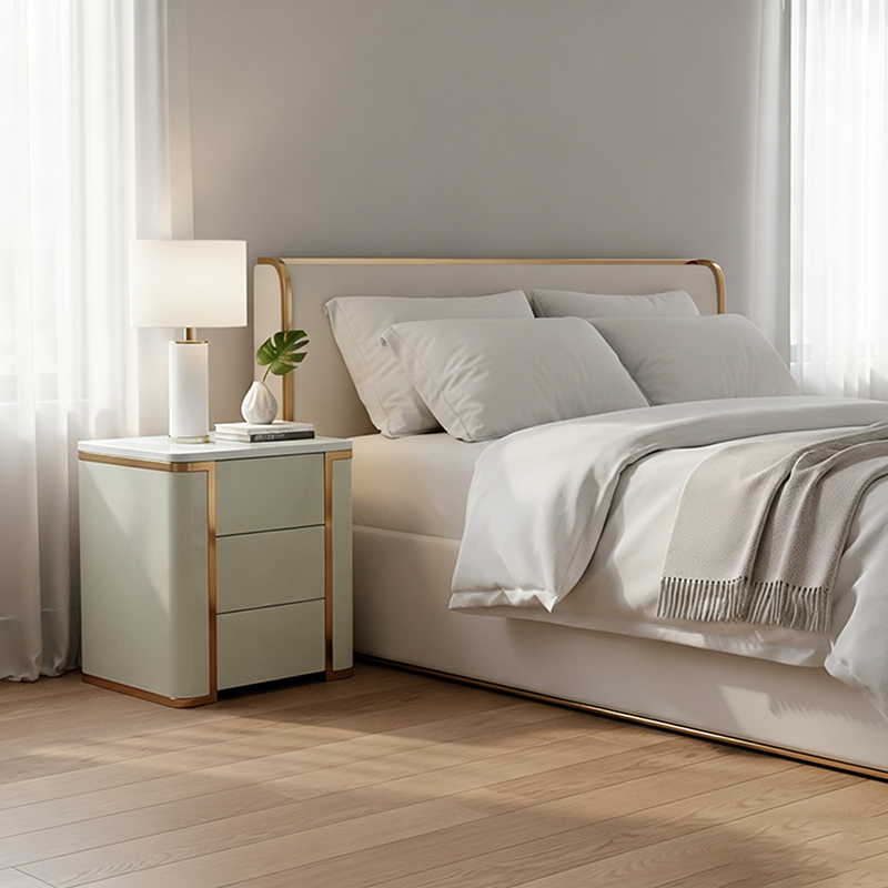 Stylish Minimalist Bedside Table - E1 Eco-Friendly Material Nightstand 3-Drawer For Bedroom & Living Room Lumendat