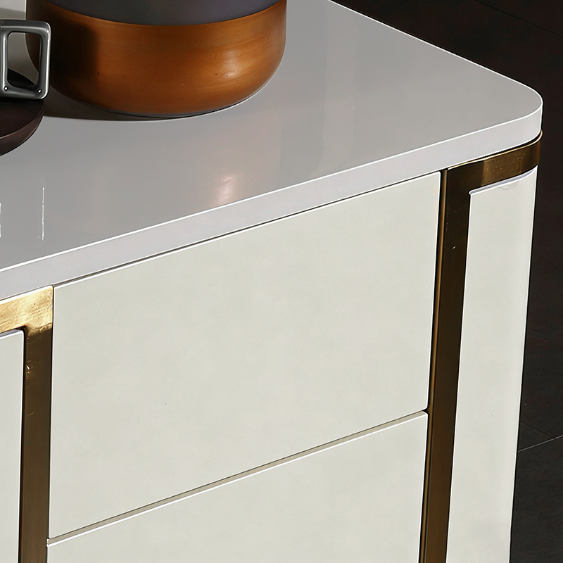Stylish Minimalist Bedside Table - E1 Eco-Friendly Material Nightstand 3-Drawer For Bedroom & Living Room Lumendat