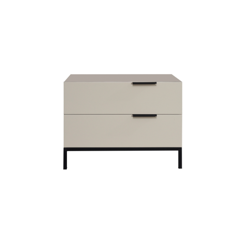 Cream White Scandinavian Nightstand - Functional Solid Wood Soft-Close Drawers Bedside Table 2-Drawer For Bedroom Lumendat