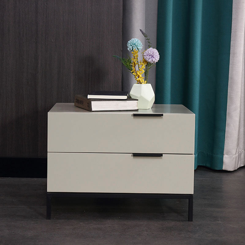 Cream White Scandinavian Nightstand - Functional Solid Wood Soft-Close Drawers Bedside Table 2-Drawer For Bedroom Lumendat