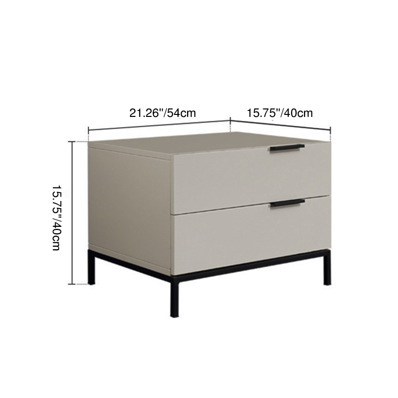 Cream White Scandinavian Nightstand - Functional Solid Wood Soft-Close Drawers Bedside Table 2-Drawer For Bedroom Lumendat