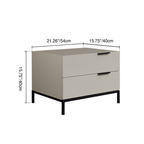 Cream White Scandinavian Nightstand - Functional Solid Wood Soft-Close Drawers Bedside Table 2-Drawer For Bedroom Lumendat