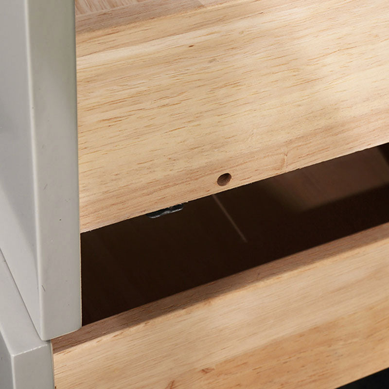 Cream White Scandinavian Nightstand - Functional Solid Wood Soft-Close Drawers Bedside Table 2-Drawer For Bedroom Lumendat