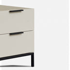 Cream White Scandinavian Nightstand - Functional Solid Wood Soft-Close Drawers Bedside Table 2-Drawer For Bedroom Lumendat