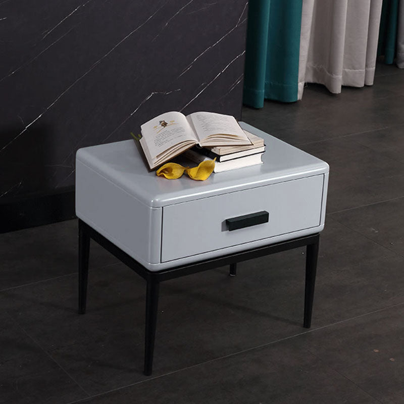 Industrial-Style Bedroom Bedside Table - E1 Eco-Friendly Solid Wood 1-Drawer Nightstand For Bedroom & Living Room Lumendat