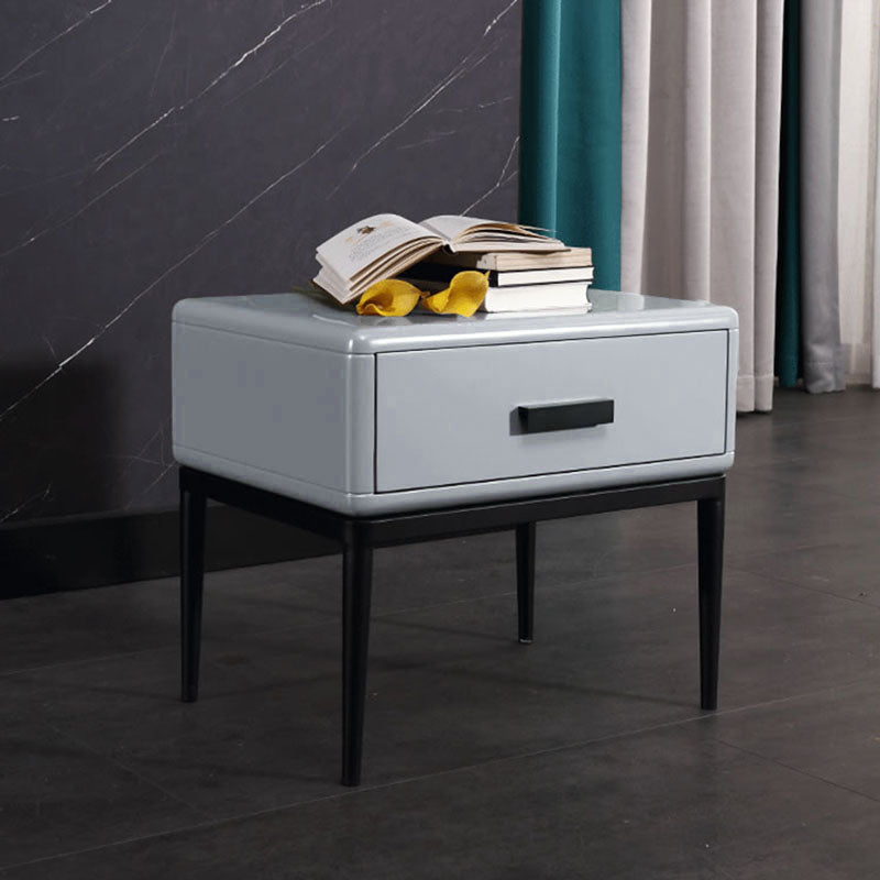 Industrial-Style Bedroom Bedside Table - E1 Eco-Friendly Solid Wood 1-Drawer Nightstand For Bedroom & Living Room Lumendat