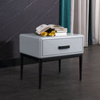 Industrial-Style Bedroom Bedside Table - E1 Eco-Friendly Solid Wood 1-Drawer Nightstand For Bedroom & Living Room Lumendat
