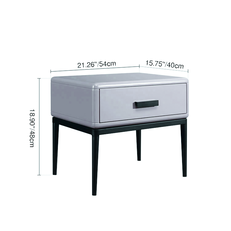 Industrial-Style Bedroom Bedside Table - E1 Eco-Friendly Solid Wood 1-Drawer Nightstand For Bedroom & Living Room Lumendat