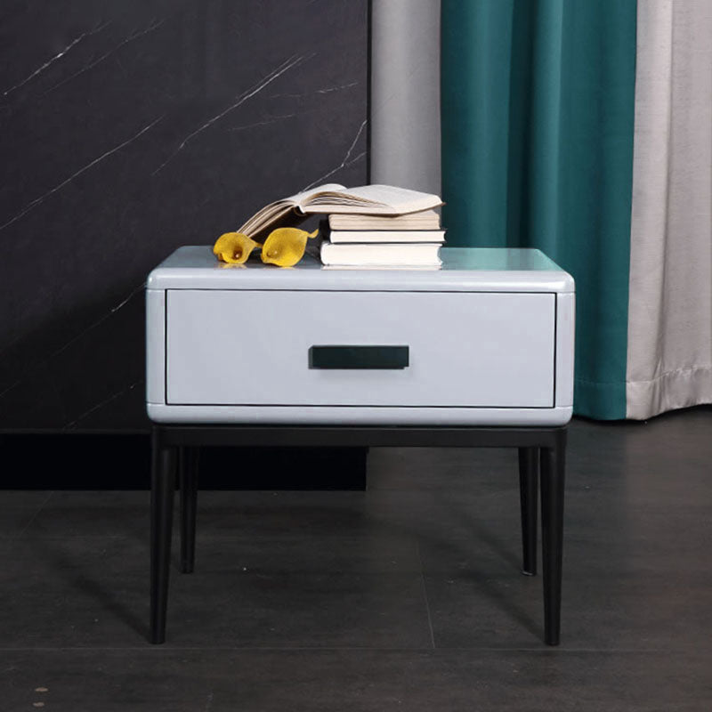 Industrial-Style Bedroom Bedside Table - E1 Eco-Friendly Solid Wood 1-Drawer Nightstand For Bedroom & Living Room Lumendat