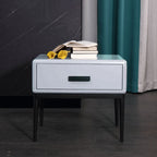 Industrial-Style Bedroom Bedside Table - E1 Eco-Friendly Solid Wood 1-Drawer Nightstand For Bedroom & Living Room Lumendat