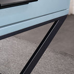 Blue-Black Industrial Nightstand - Heavy-Duty Triangular Iron Legs Bedside Table 1-Drawer For Bedroom Lumendat