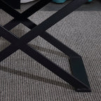 Blue-Black Industrial Nightstand - Heavy-Duty Triangular Iron Legs Bedside Table 1-Drawer For Bedroom Lumendat