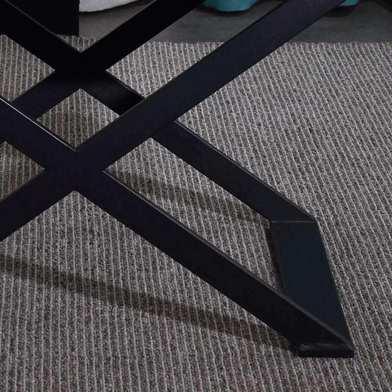 Blue-Black Industrial Nightstand - Heavy-Duty Triangular Iron Legs Bedside Table 1-Drawer For Bedroom Lumendat