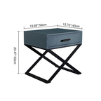 Blue-Black Industrial Nightstand - Heavy-Duty Triangular Iron Legs Bedside Table 1-Drawer For Bedroom Lumendat