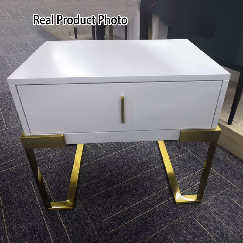 Industrial Hardcore-Designed Bedside Table - High-Gloss Baked Paint Craft Nightstand 1-Drawer For Bedroom Lumendat