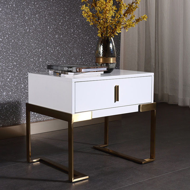 Industrial Hardcore-Designed Bedside Table - High-Gloss Baked Paint Craft Nightstand 1-Drawer For Bedroom Lumendat