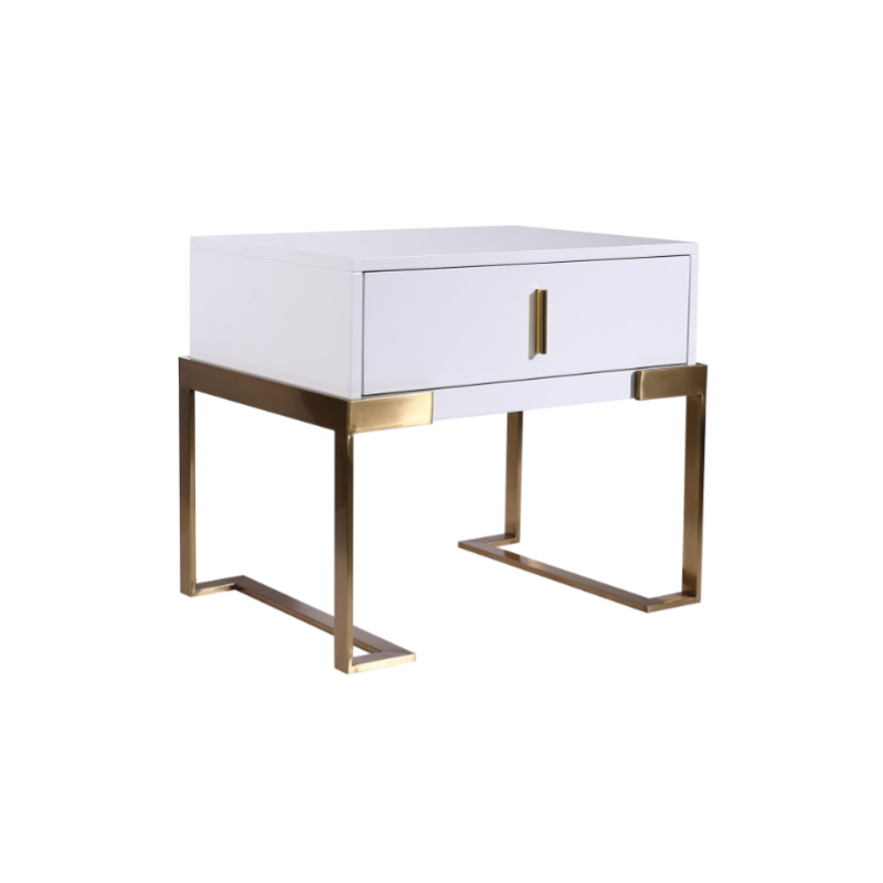 Industrial Hardcore-Designed Bedside Table - High-Gloss Baked Paint Craft Nightstand 1-Drawer For Bedroom Lumendat