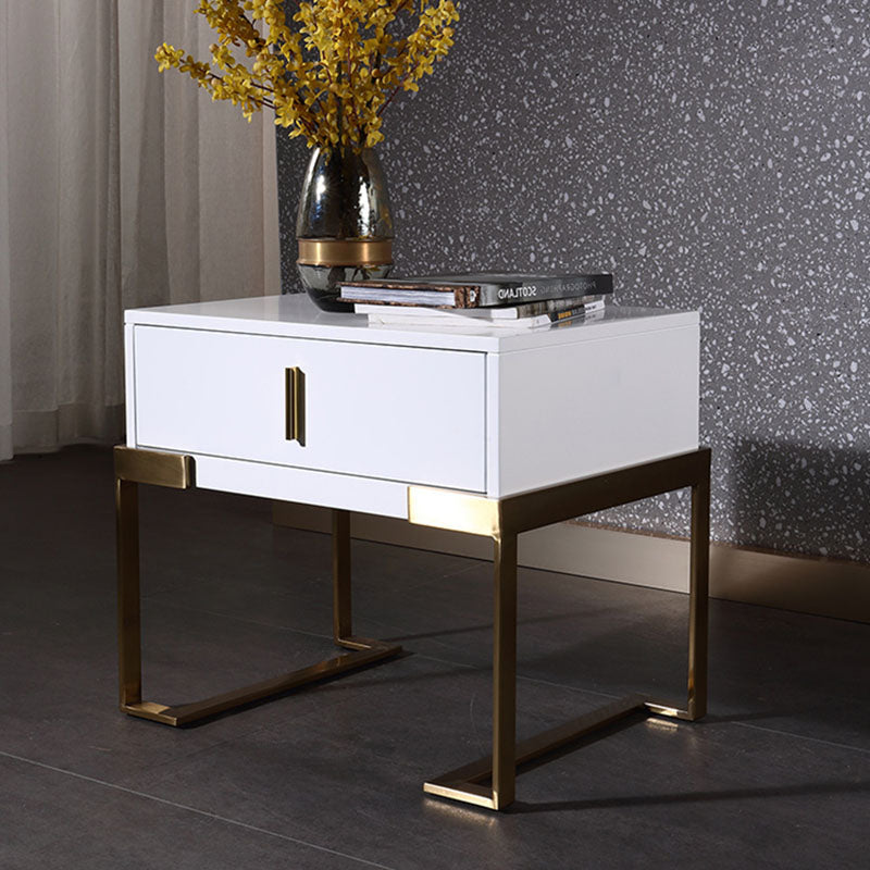 Industrial Hardcore-Designed Bedside Table - High-Gloss Baked Paint Craft Nightstand 1-Drawer For Bedroom Lumendat
