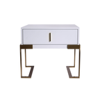 Industrial Hardcore-Designed Bedside Table - High-Gloss Baked Paint Craft Nightstand 1-Drawer For Bedroom Lumendat
