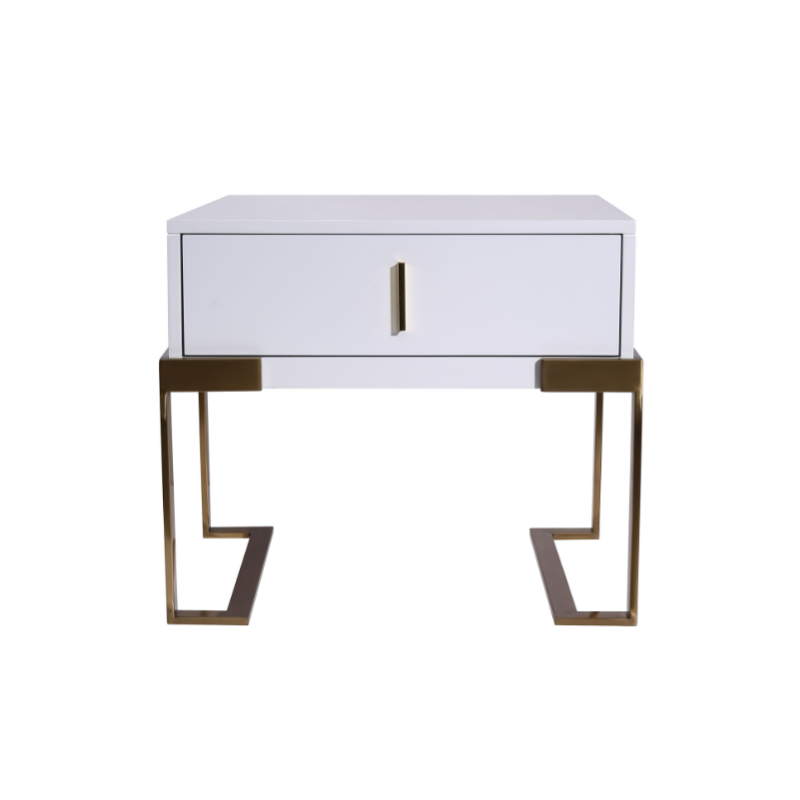 Industrial Hardcore-Designed Bedside Table - High-Gloss Baked Paint Craft Nightstand 1-Drawer For Bedroom Lumendat