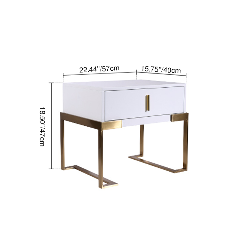 Industrial Hardcore-Designed Bedside Table - High-Gloss Baked Paint Craft Nightstand 1-Drawer For Bedroom Lumendat